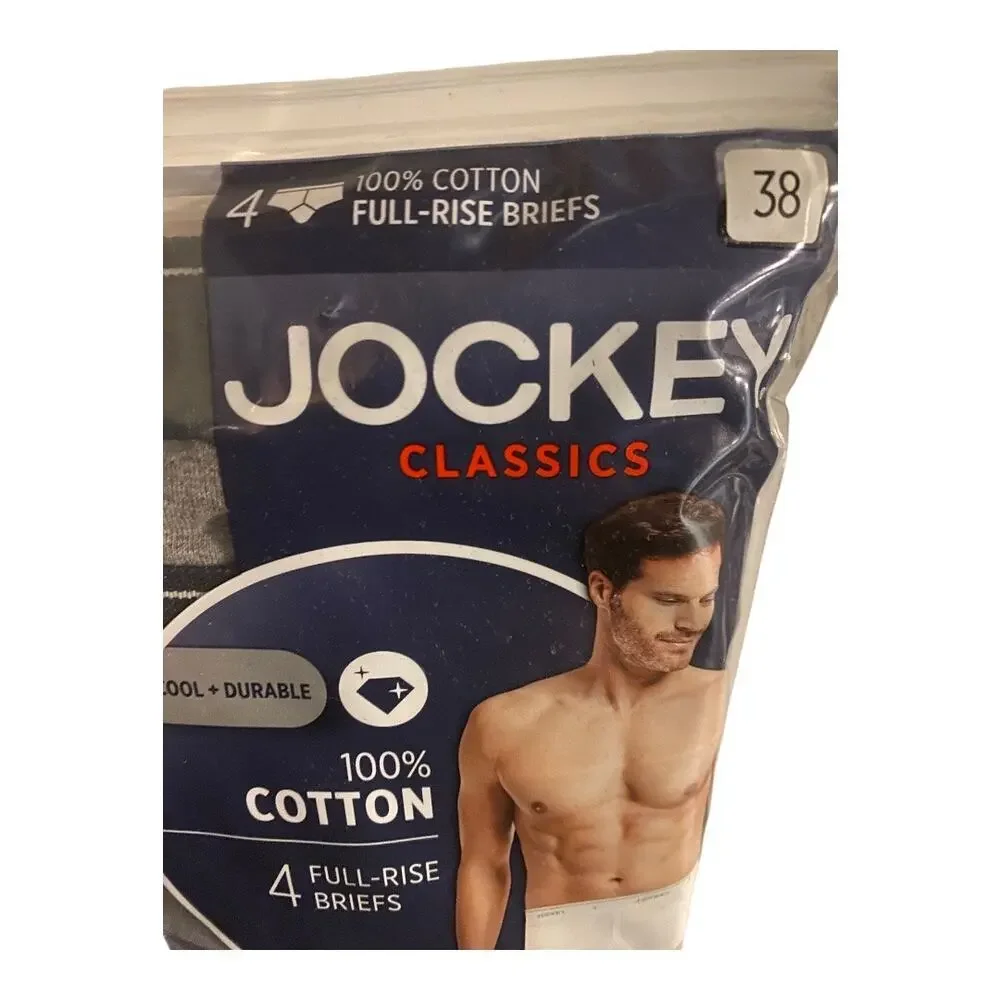 Jockey Classics Men's Size 38 Stay Cool Cotton Full Rise Briefs Pack of 4 NWT